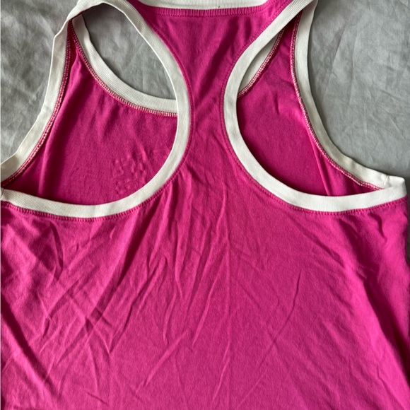 Nike Tee Women M Pink Racer Back Active Wear Workout Logo Spell Out size small - Picture 3 of 10